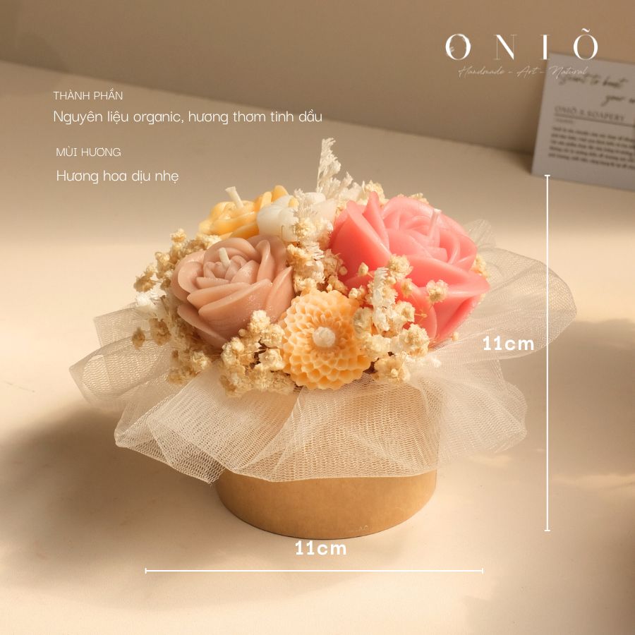 Hoa nến thơm tone màu ngẫu nhiên, Hương thơm tinh dầu, quà tặng sinh nhật, quà tặng tốt nghiệp - The Flower Dress - ONIÕ