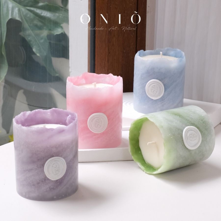 Nến thơm cao cấp hình trụ Marble Texture Handmade, Quà Tặng Tinh Tế Decor Phòng & Spa, Marble Collection - ONIÕ