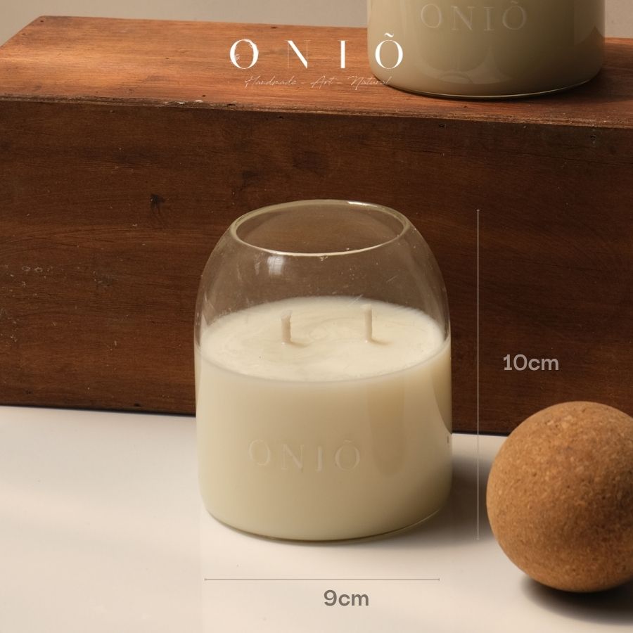 Nến thơm hũ thuỷ tinh nắp bi Borosilicate, Hương thơm tinh dầu, Tạo không gian thư giãn Tối giản cho không gian sống - ONIÕ