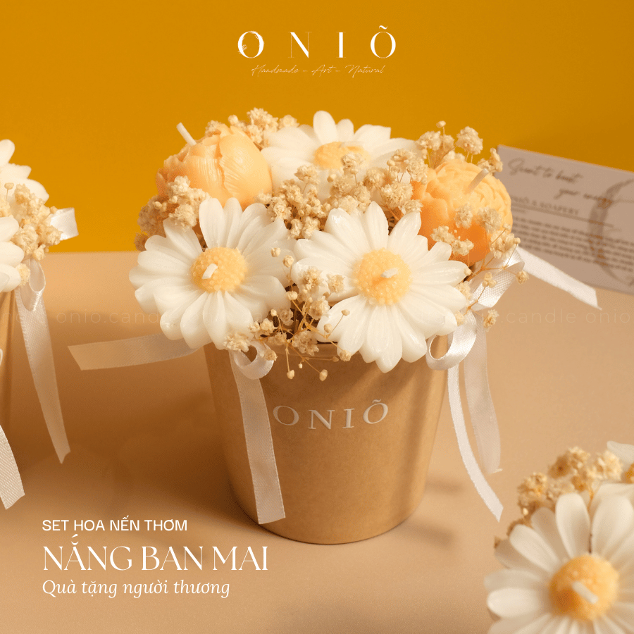 Giỏ hoa nến thơm NẮNG BAN MAI (hương thơm dịu nhẹ) - ONIÕ
