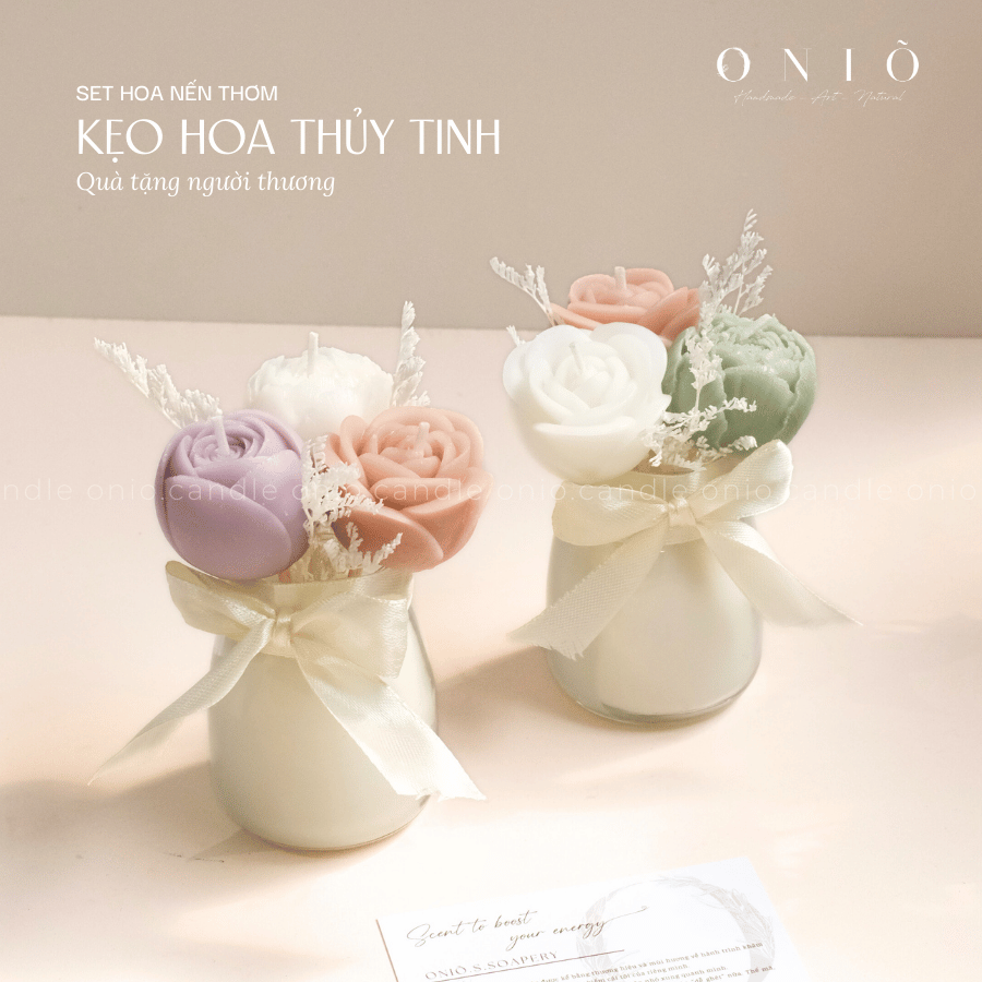 Set hoa nến thơm Kẹo hoa thủy tinh (hương thơm dịu nhẹ) - ONIÕ