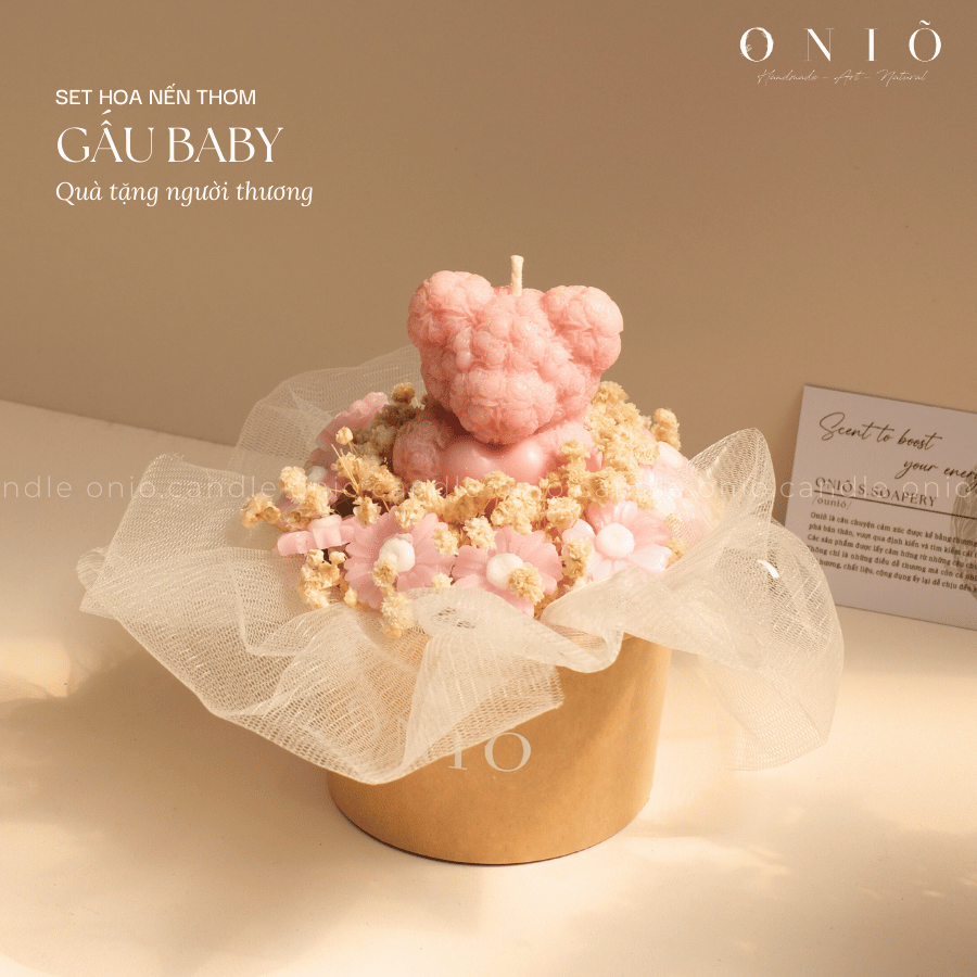 Set hoa nến thơm GẤU BABY (hương thơm dịu nhẹ) - ONIÕ