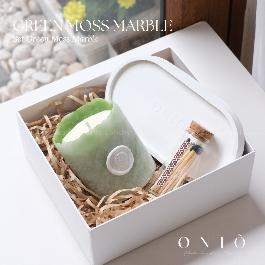 Set Quà Tặng Nến Thơm Cao Cấp GREEN MOSS MARBLE (Hộp 20x18x8) - ONIÕ