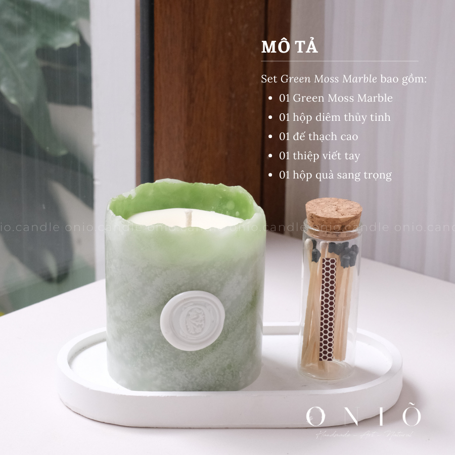 Set Quà Tặng Nến Thơm Cao Cấp GREEN MOSS MARBLE (Hộp 20x18x8) - ONIÕ