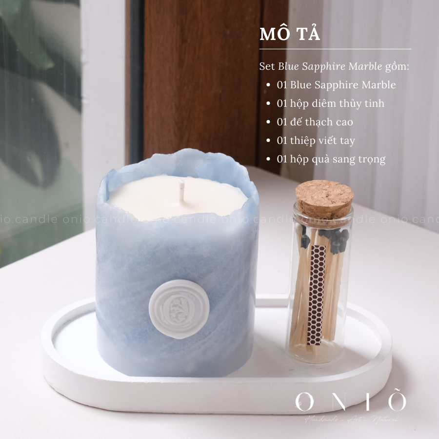 Set Quà Tặng Nến Thơm Cao Cấp BLUE SAPPHIRE MARBLE (Hộp 20x18x8) - ONIÕ