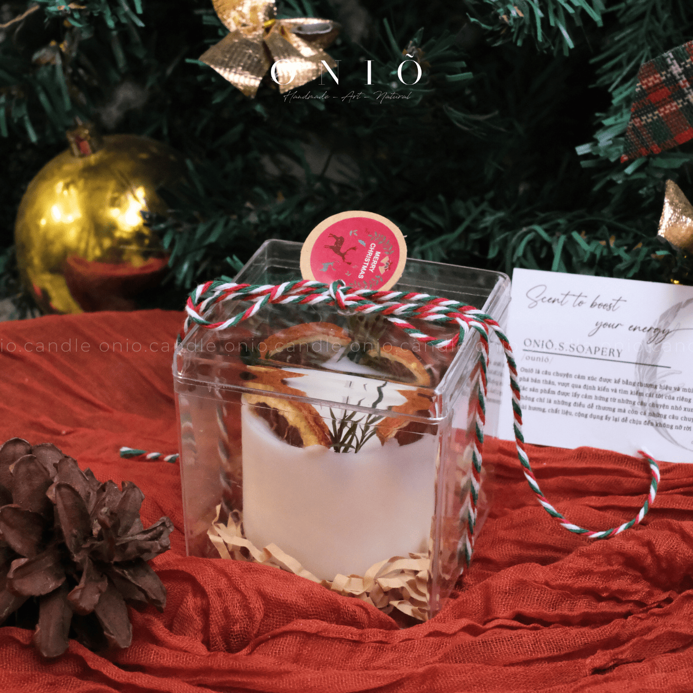 Herbal Pillar Candle - Nến trụ decor thảo mộc khô