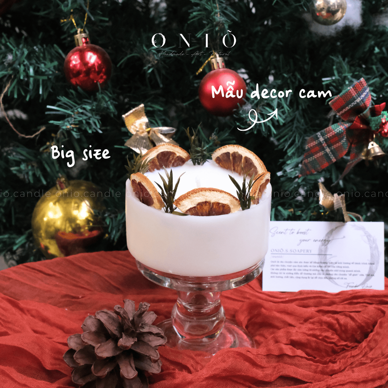 Herbal Pillar Candle - Nến trụ decor thảo mộc khô