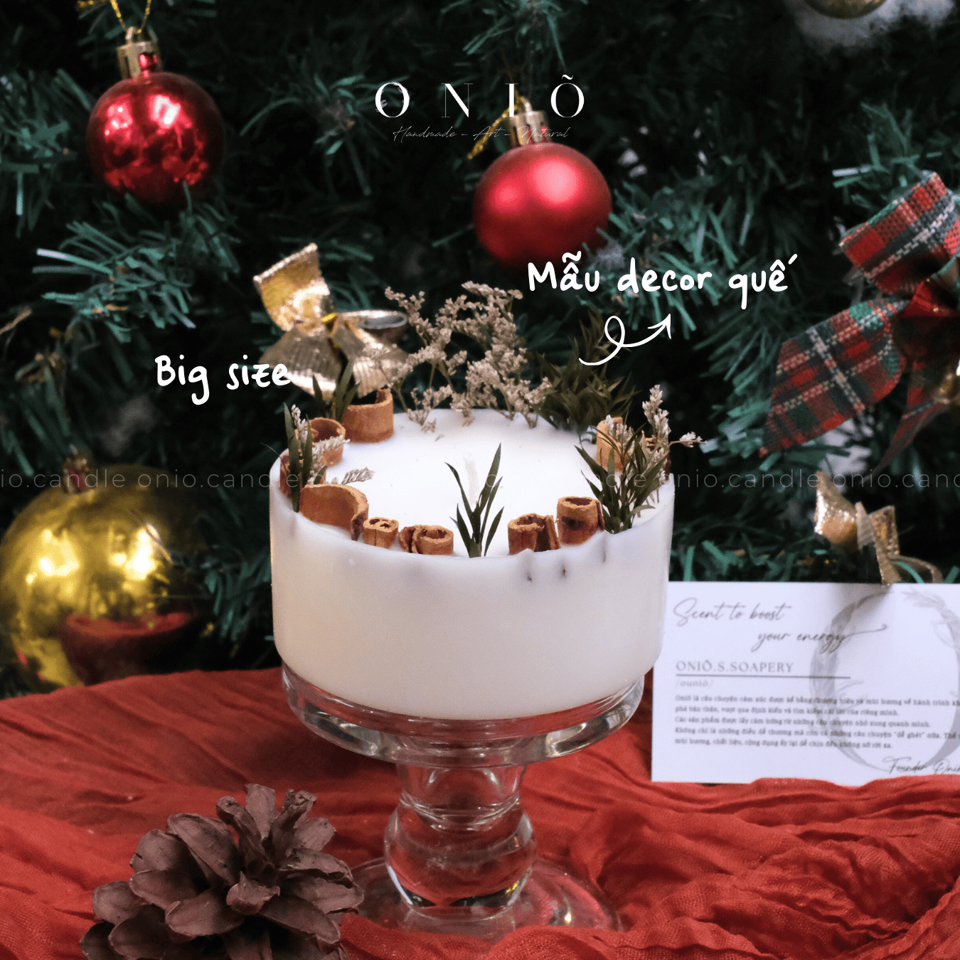 Herbal Pillar Candle - Nến trụ decor thảo mộc khô