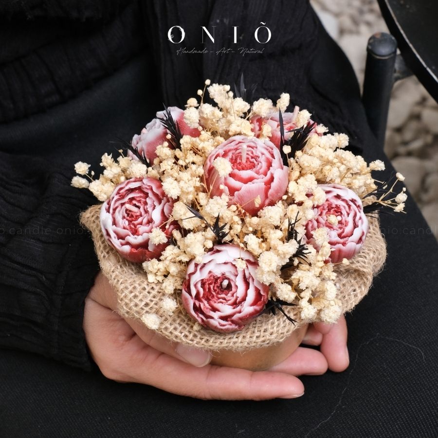 Hoa nến thơm tone nâu/đỏ, Hương thơm tinh dầu, quà tặng sinh nhật, quà tặng tốt nghiệp - Tulip Box - ONIÕ