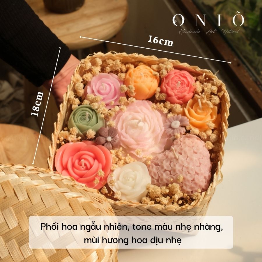 Hoa nến thơm phối màu ngẫu nhiên, Quà tặng sinh nhật, quà tặng tốt nghiệp - Flora Box - ONIÕ