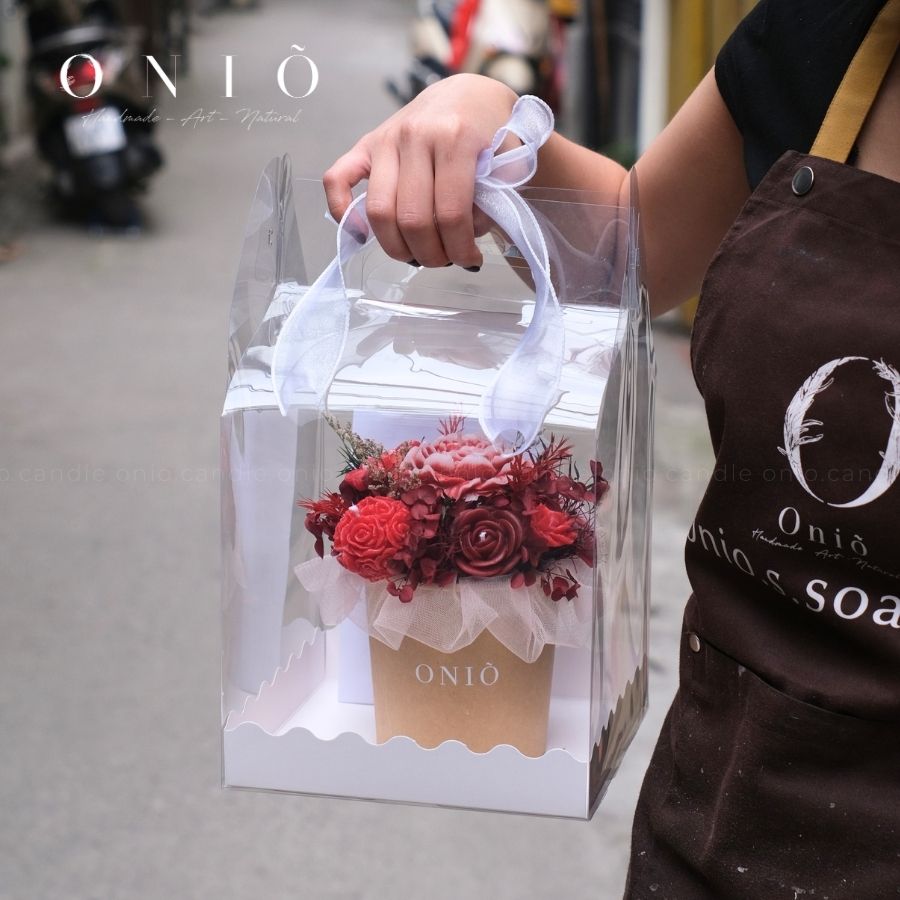 Hoa nến thơm tone đỏ, Quà tặng sinh nhật, quà tặng tốt nghiệp - Red Flower Candle - ONIÕ
