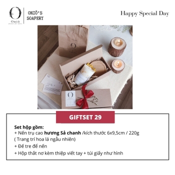 GIFTSET nến thơm trụ cao và đế tre ONIÕ, hương tinh dầu thiên nhiên, thủ công 100%, GS-001