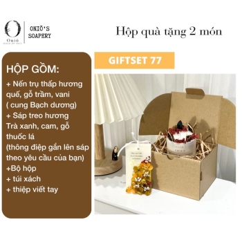 Bộ quà tặng nến và sáp thơm ONIÕ, hương thơm tinh dầu thiên nhiên, handmade 100%, GS-002